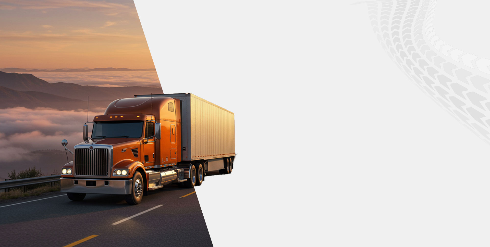 Hero-slider Truck riding into the sunrise